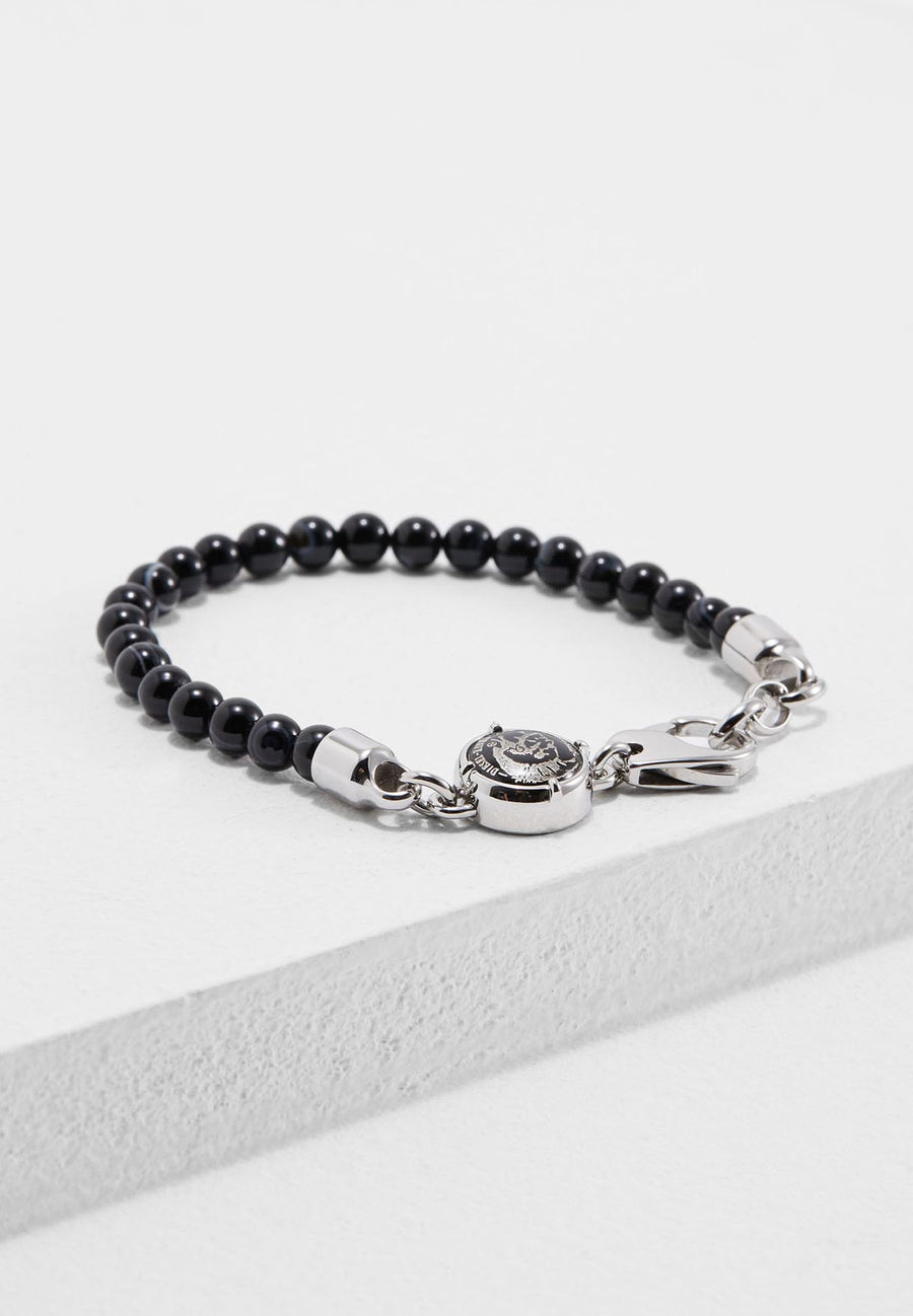 DIESEL Bracelet agate noir pour homme