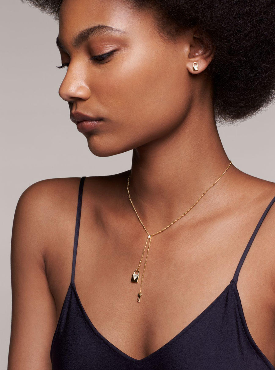 MK Collier avec joli pendentif cadenas et clé